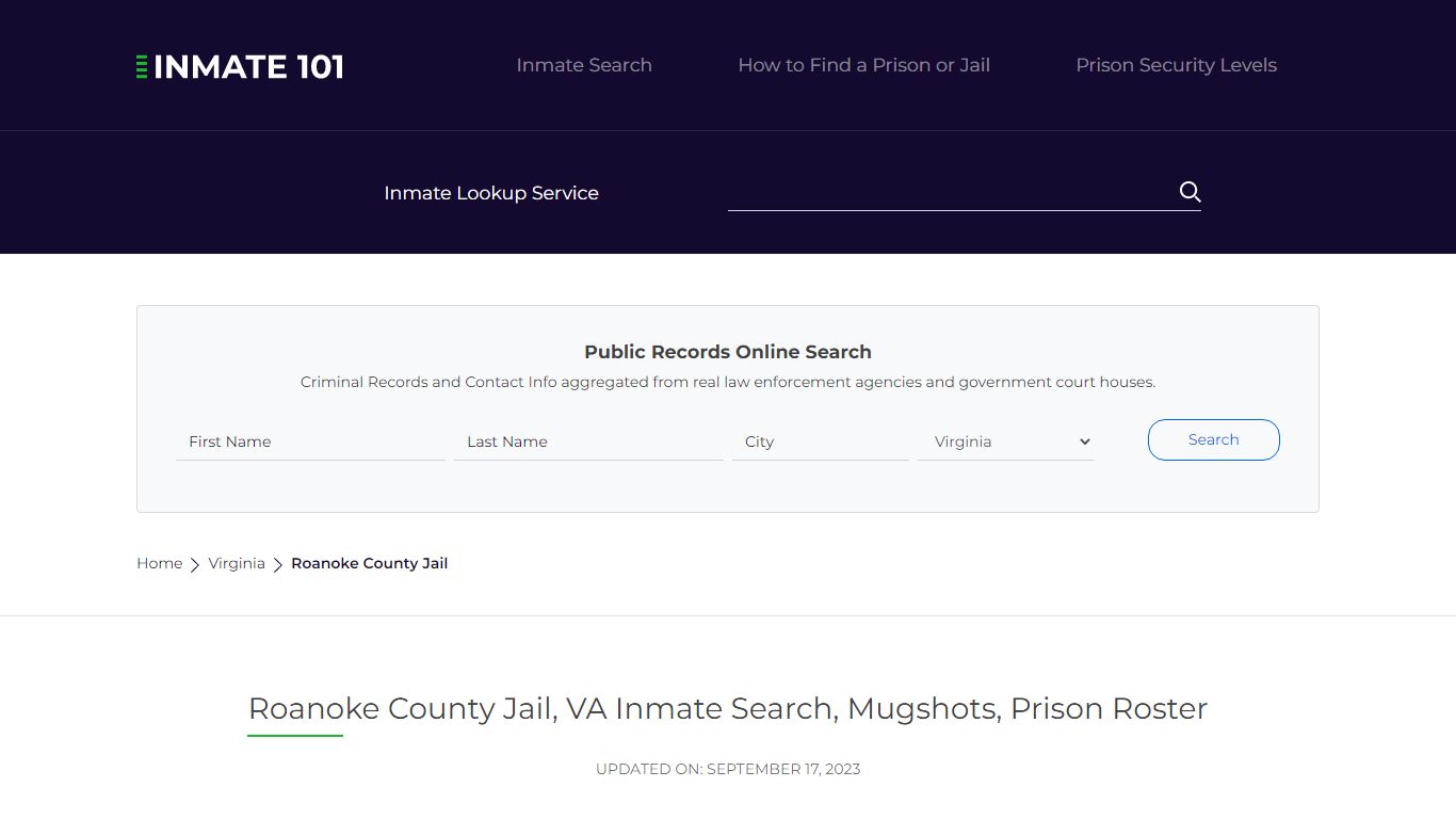 Roanoke County Jail, VA Inmate Search, Mugshots, Prison Roster